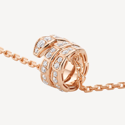 Chivo Boutique Serpenti Necklace,925 Silver,18k Rose Gold Plated,Cubic Zircon Paved