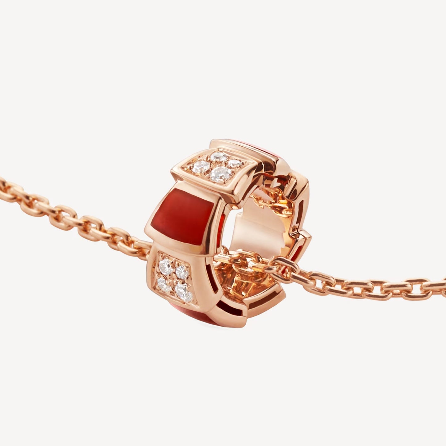 Chivo Boutique Serpenti Necklace,925 Silver,18k Rose Gold Plated,Red Agate