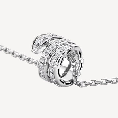 Chivo Boutique Serpenti Necklace,925 Silver,18k White Gold Plated,Cubic Zircon Paved