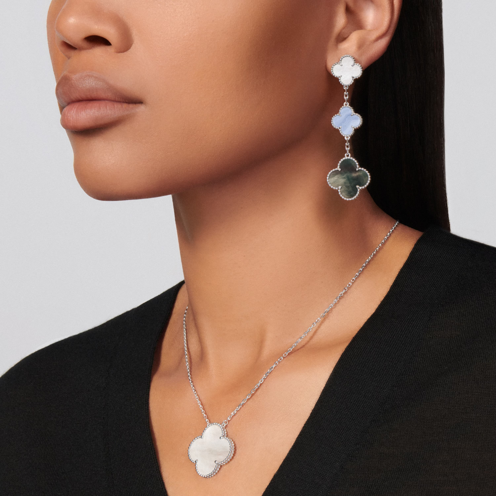 Clover Leaf Earrings, 925 Silver, 18K Gold Plated