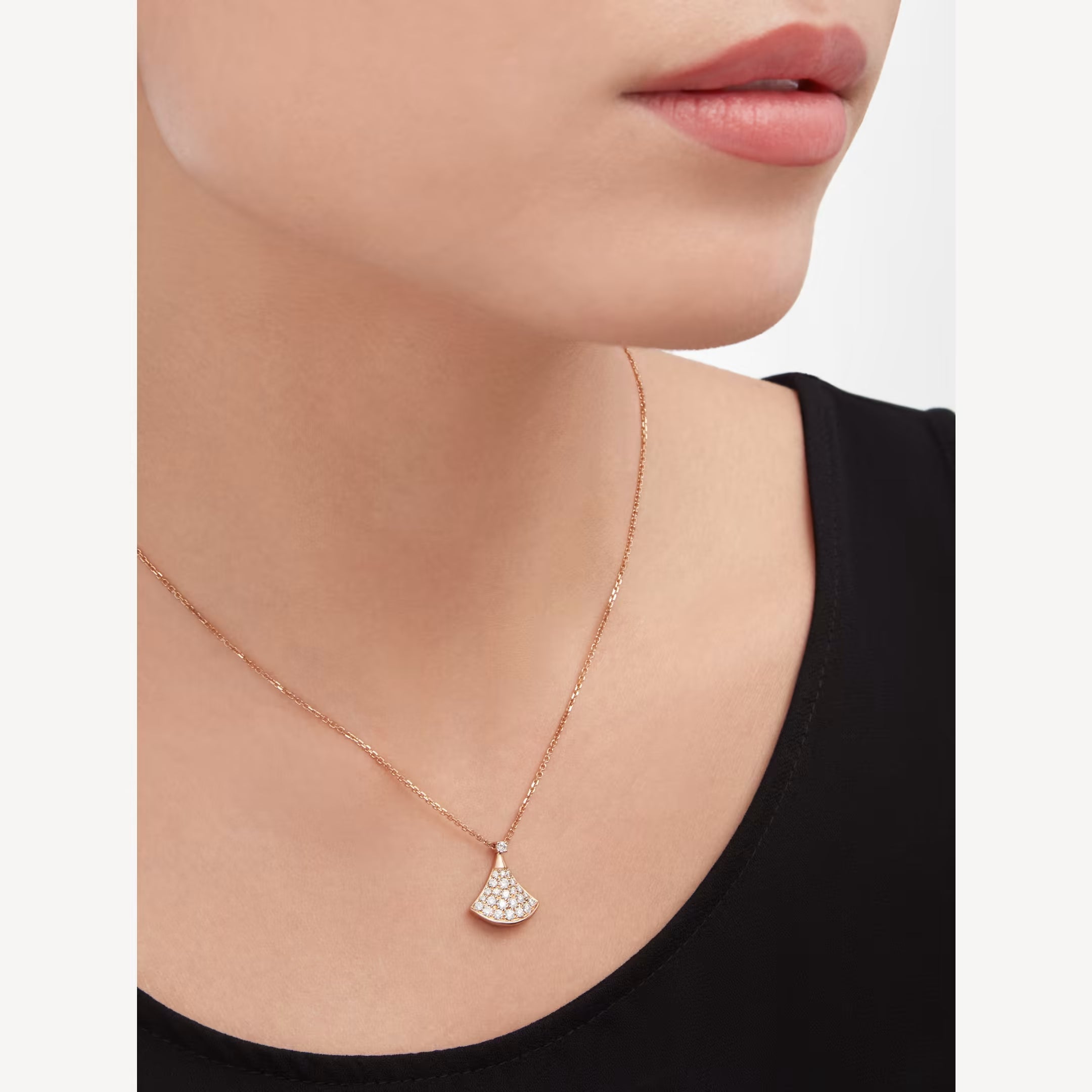 Chivo Boutique Divas'Dream Necklace,18k Rose Gold Plated,Cubic Zircon Paved