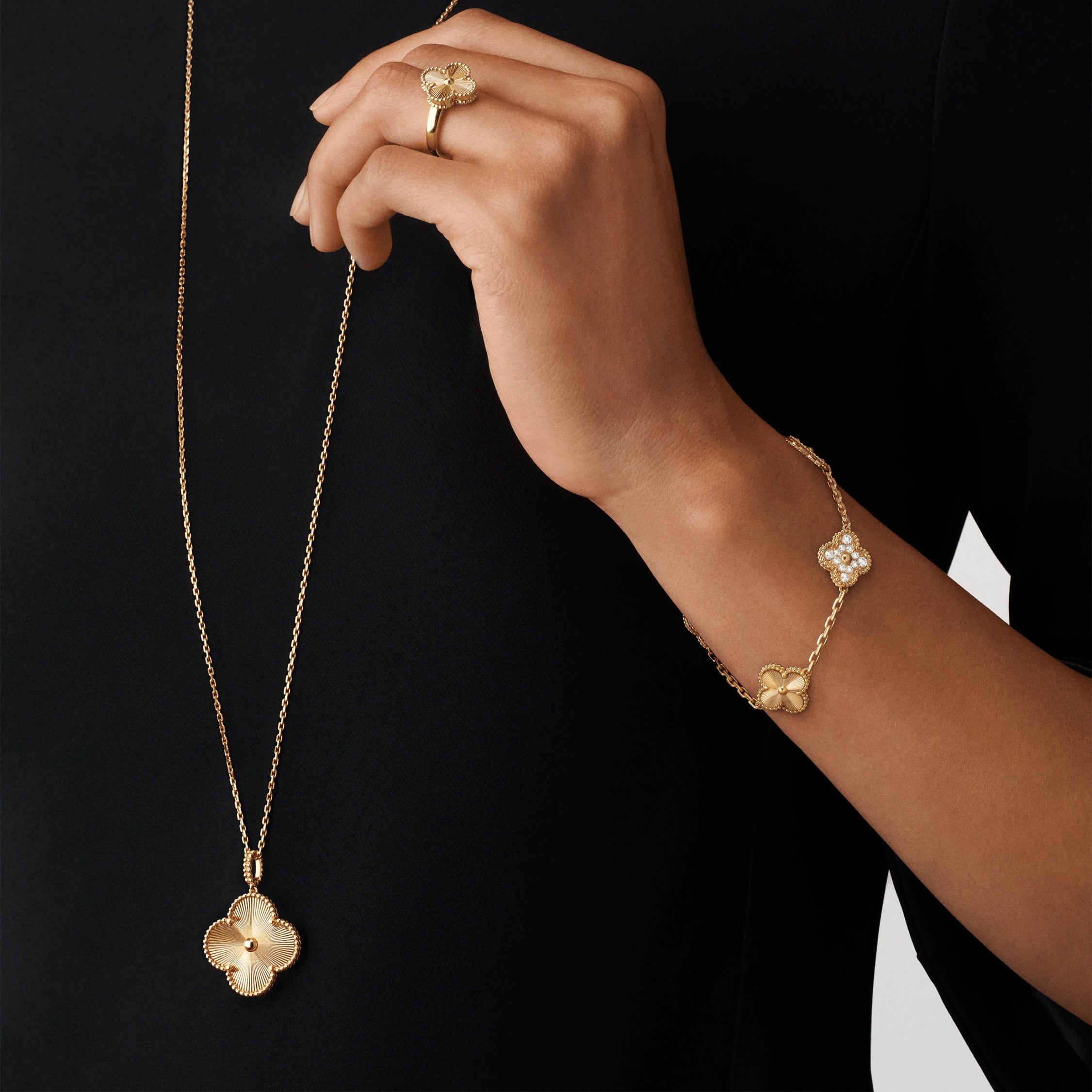 Clover Leaf Bracelet With Diamond,925 Silver, 18k Gold Plated