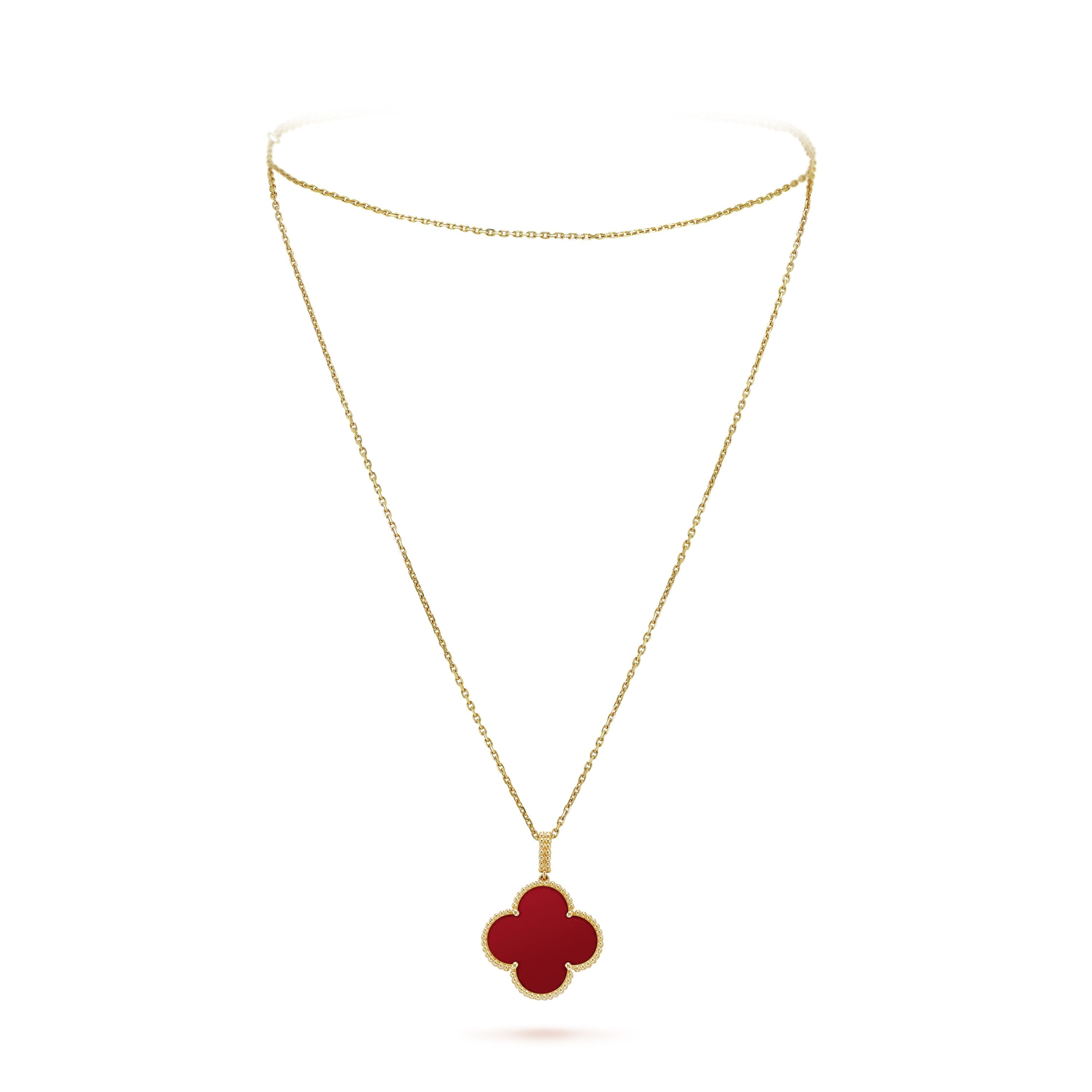 Clover Leaf long Necklace,925 Silver, 18k Gold Plated