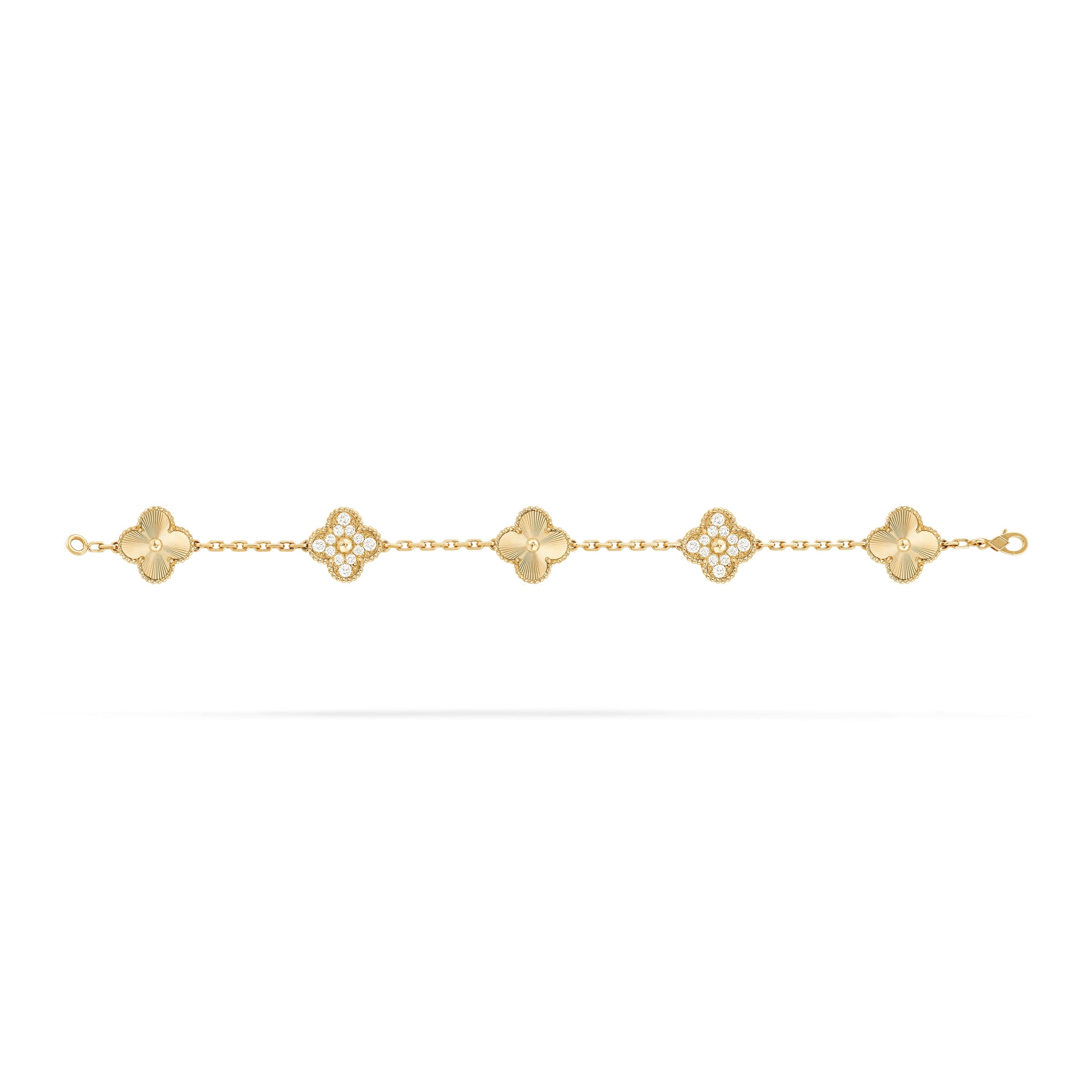Clover Leaf Bracelet With Diamond,925 Silver, 18k Gold Plated