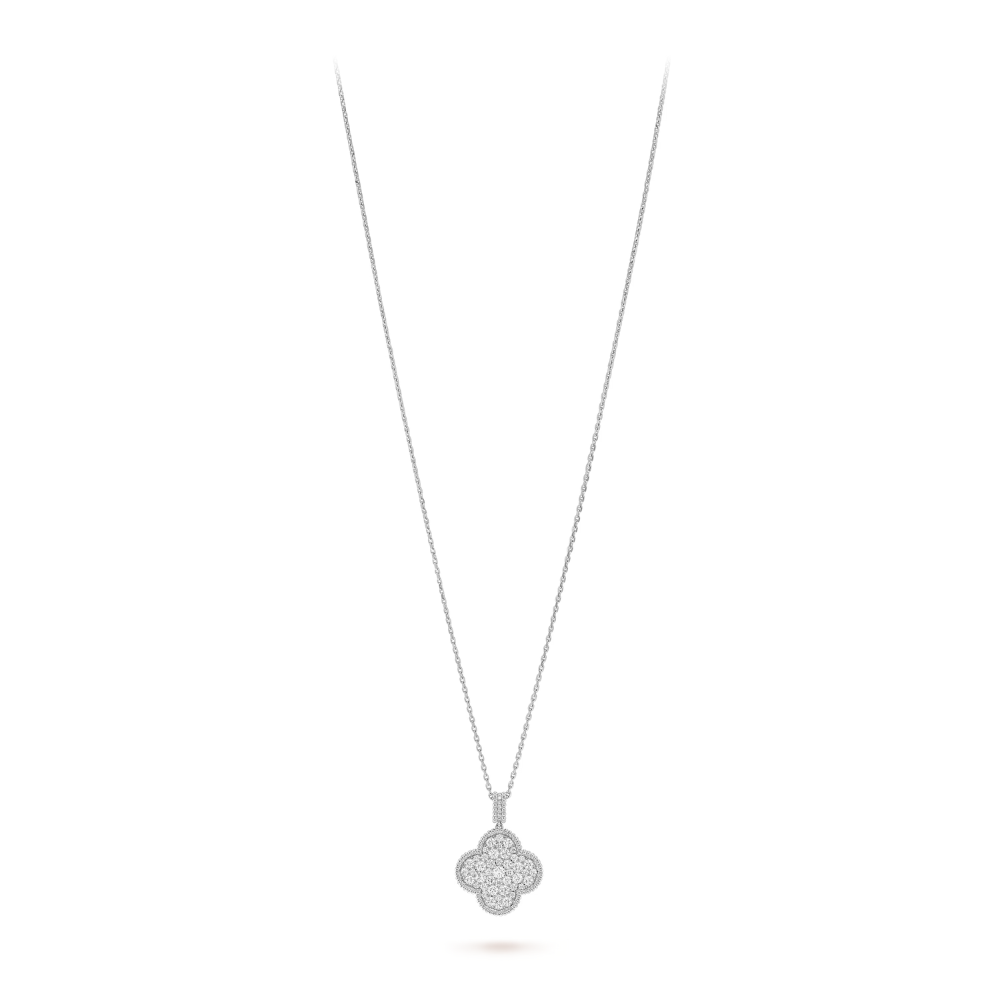 Clover Leaf long Necklace,925 Silver, 18k Gold Plated
