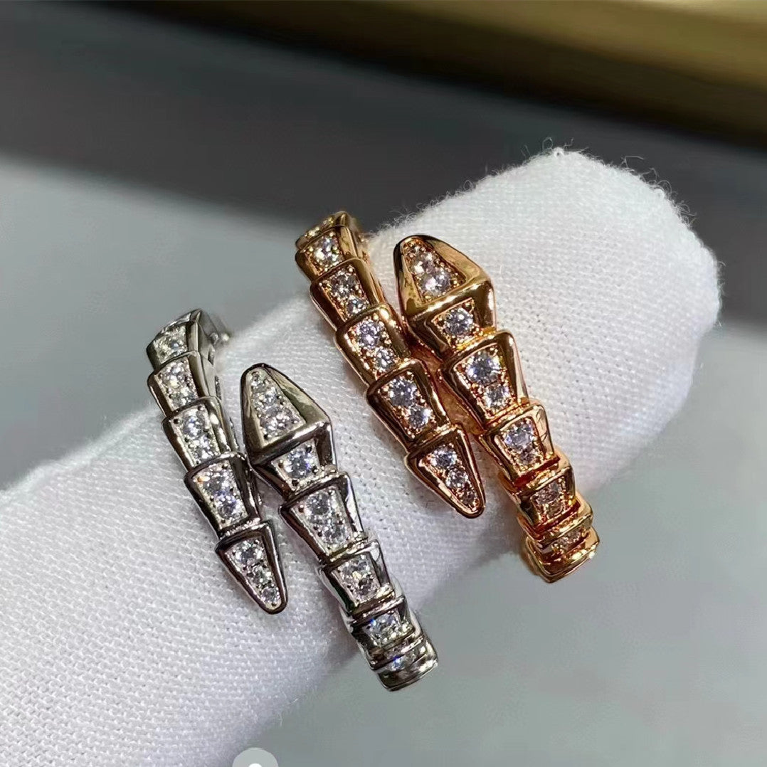 Chivo Boutique Serpenti Ring,18k Rose Gold Plated,Cubic Zircon Paved