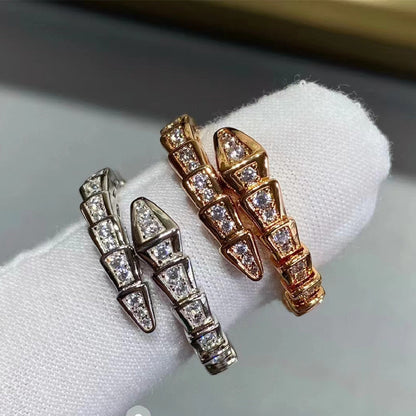 Chivo Boutique Serpenti Ring,18k Rose Gold Plated,Cubic Zircon Paved