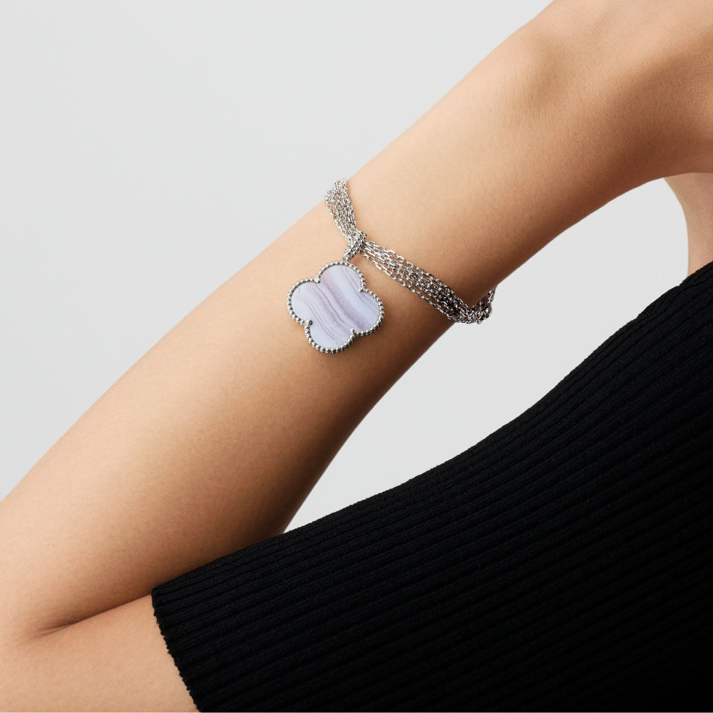Clover Leaf long Necklace,925 Silver, 18k Gold Plated