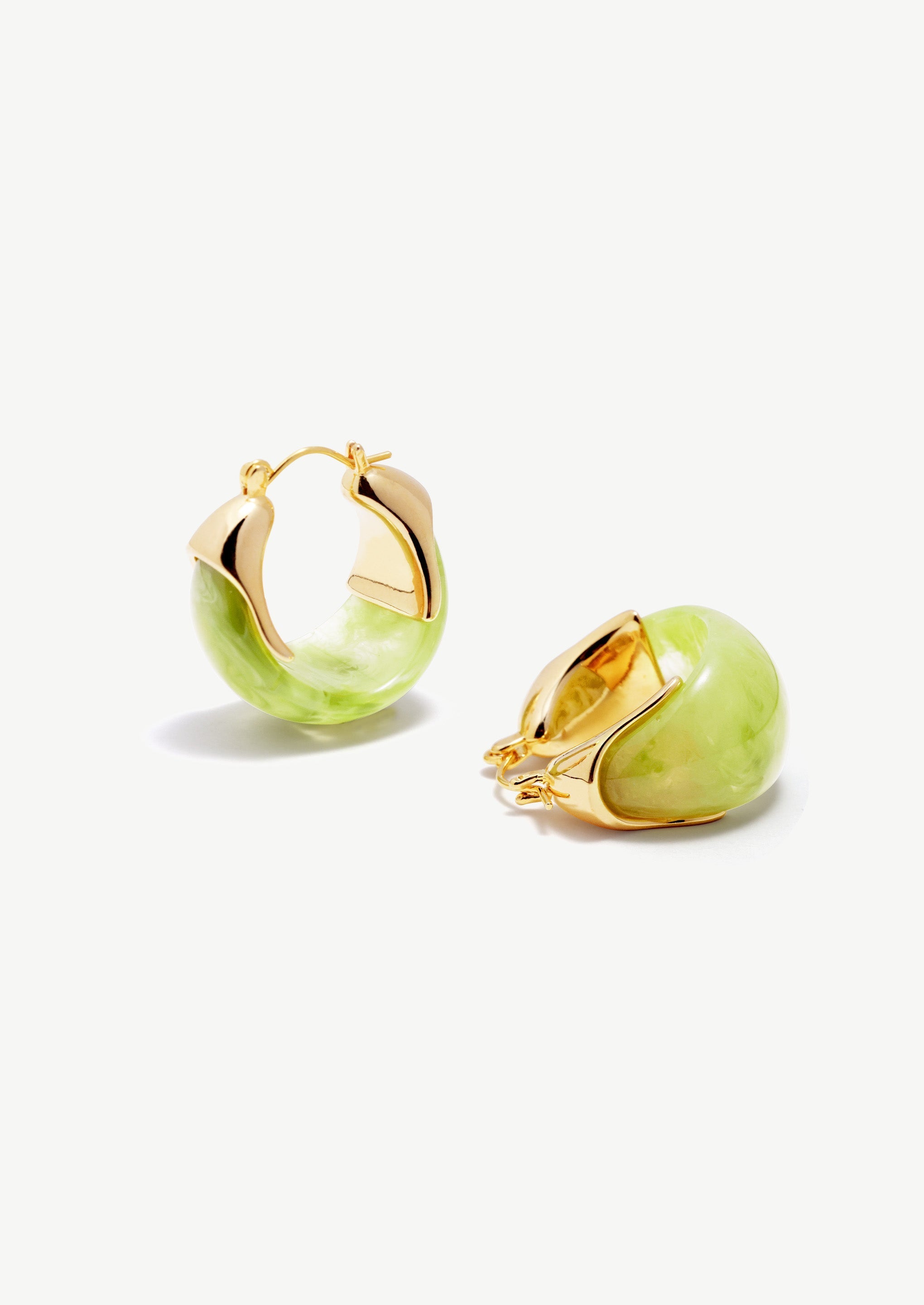 18K Gold-Plated Brass Sculptural Resin Hoop Earrings