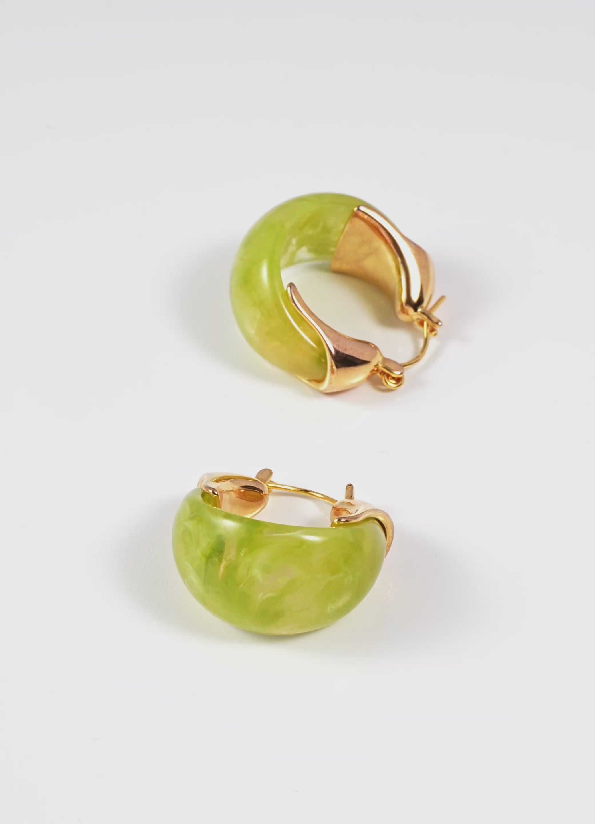 18K Gold-Plated Brass Sculptural Resin Hoop Earrings