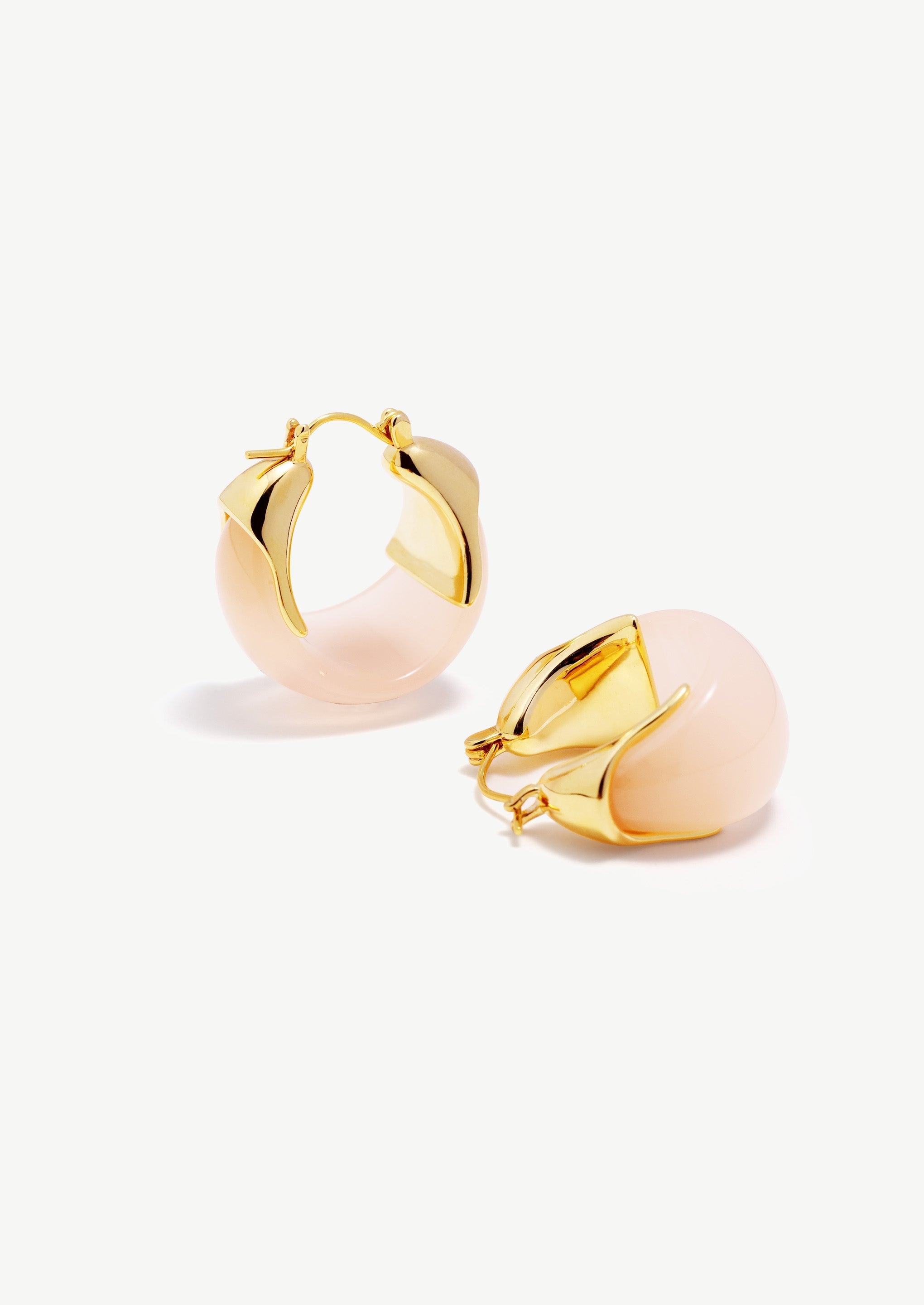 18K Gold-Plated Brass Sculptural Resin Hoop Earrings