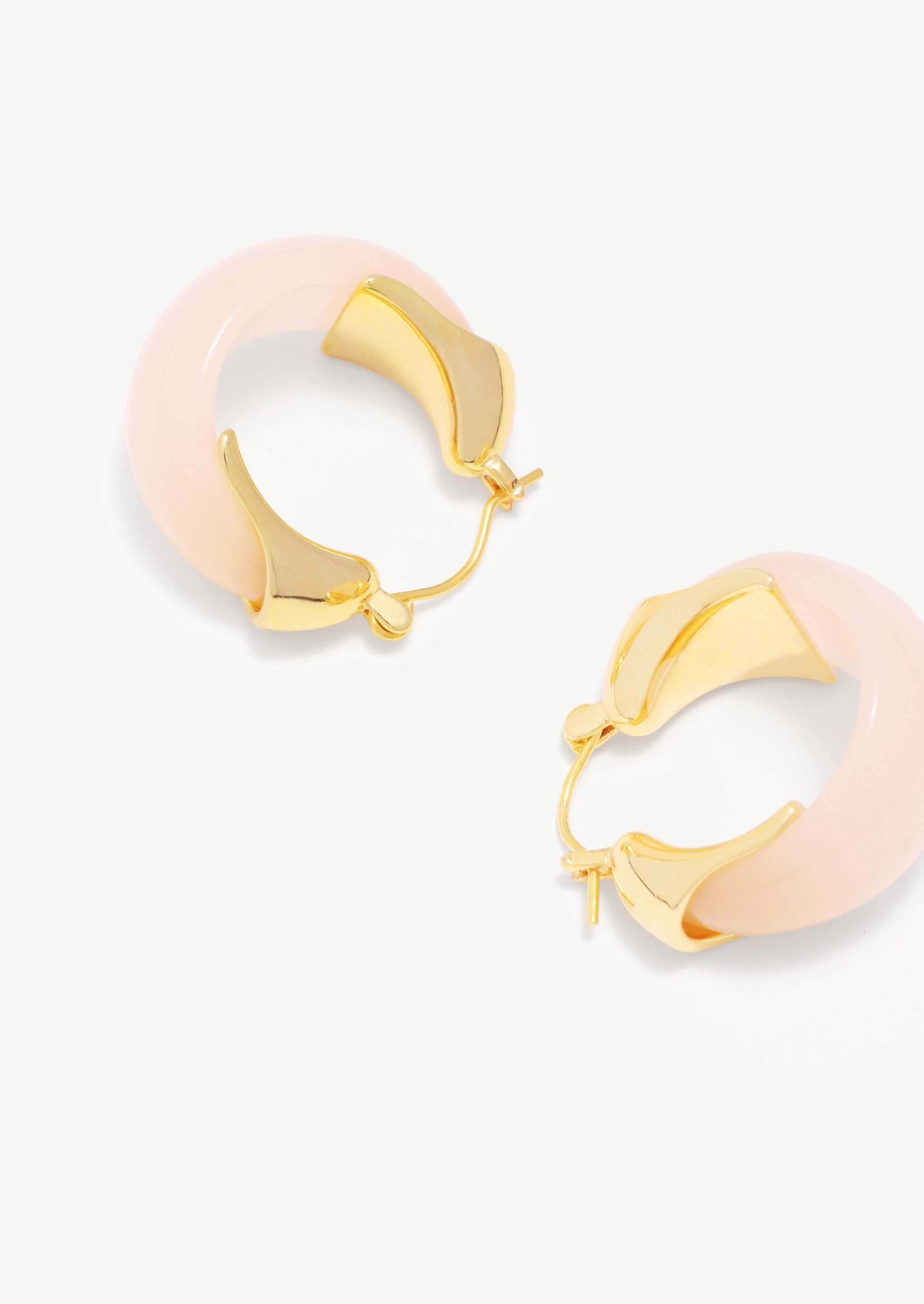 18K Gold-Plated Brass Sculptural Resin Hoop Earrings