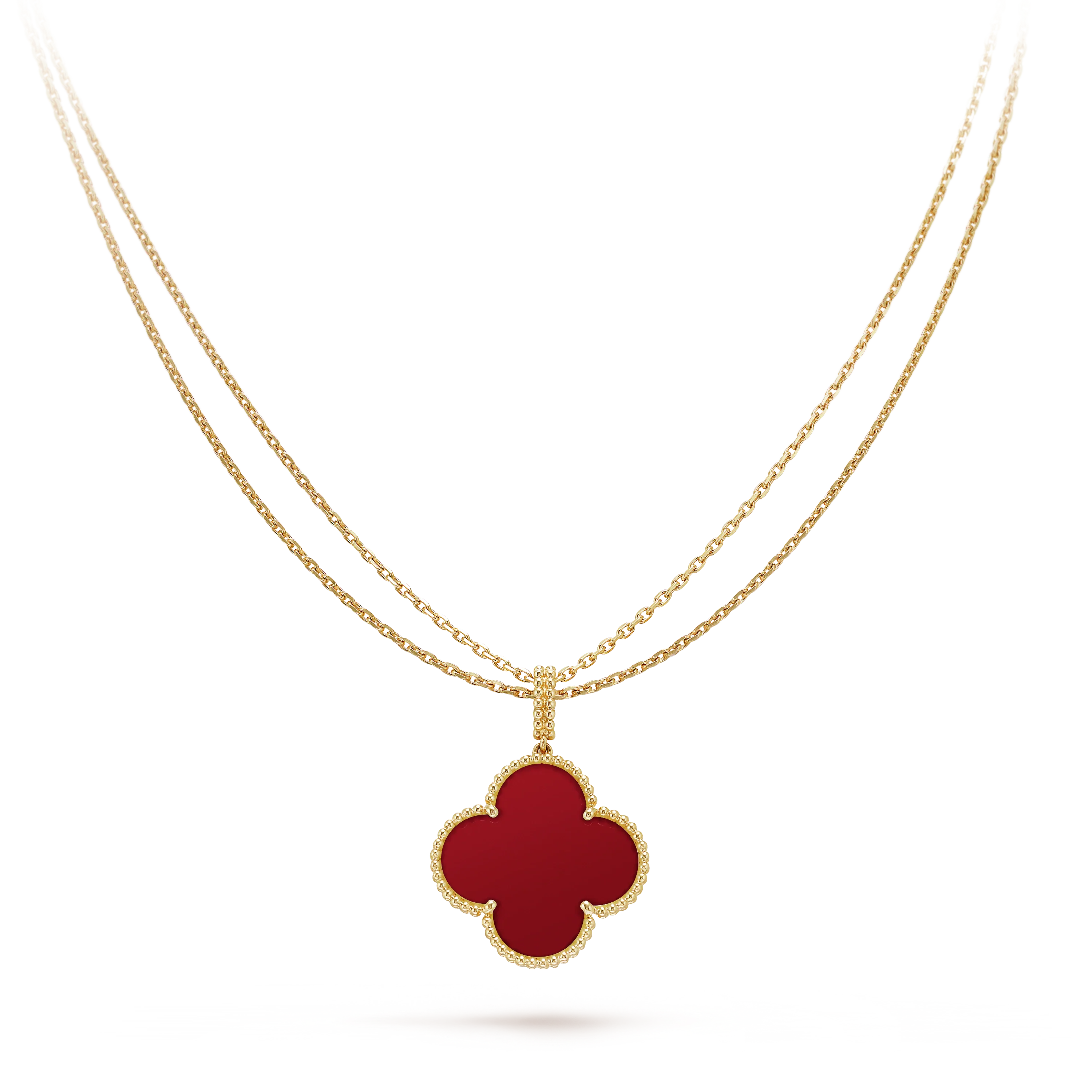 Clover Leaf long Necklace,925 Silver, 18k Gold Plated