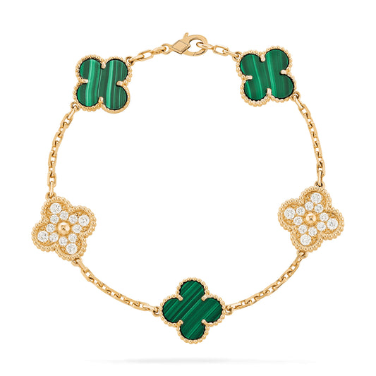 Clover Leaf Bracelet With Diamond,925 Silver, 18k Gold Plated