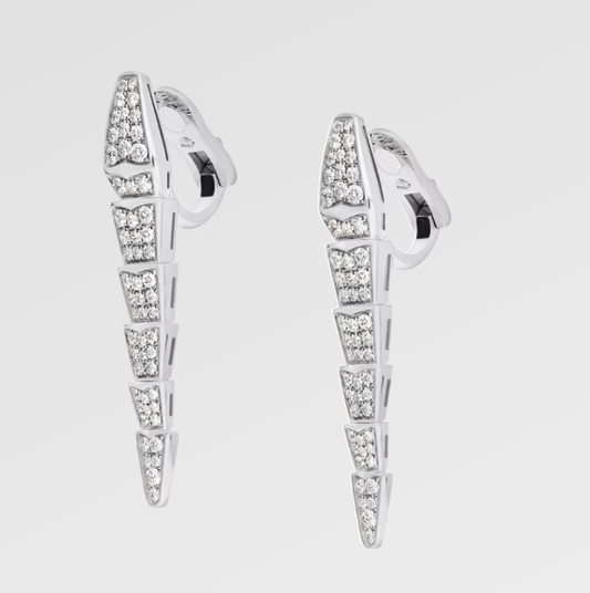Chivo Boutique Serpenti viper earrings,925 Silver,18k White Gold Plated,Cubic Zircon Paved
