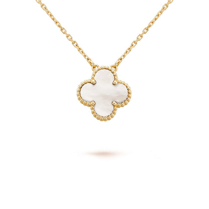 Clover Motif Pendant Necklace, Sterling Silver, 18K Gold Plated, 1 Large Motif - Symbol of Luck & Elegance