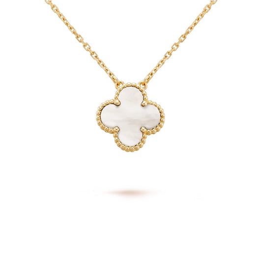 Clover Motif Pendant Necklace, Sterling Silver, 18K Gold Plated, 1 Large Motif - Symbol of Luck & Elegance