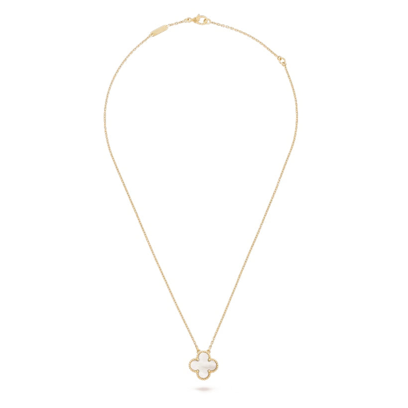 Clover Motif Pendant Necklace, Sterling Silver, 18K Gold Plated, 1 Large Motif - Symbol of Luck & Elegance