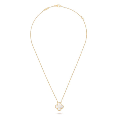 Clover Motif Pendant Necklace, Sterling Silver, 18K Gold Plated, 1 Large Motif - Symbol of Luck & Elegance