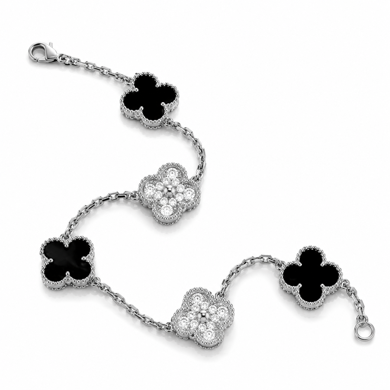 925 Silver,Clover Leaf Bracelet, 18K Gold Plated, 5 Motifs
