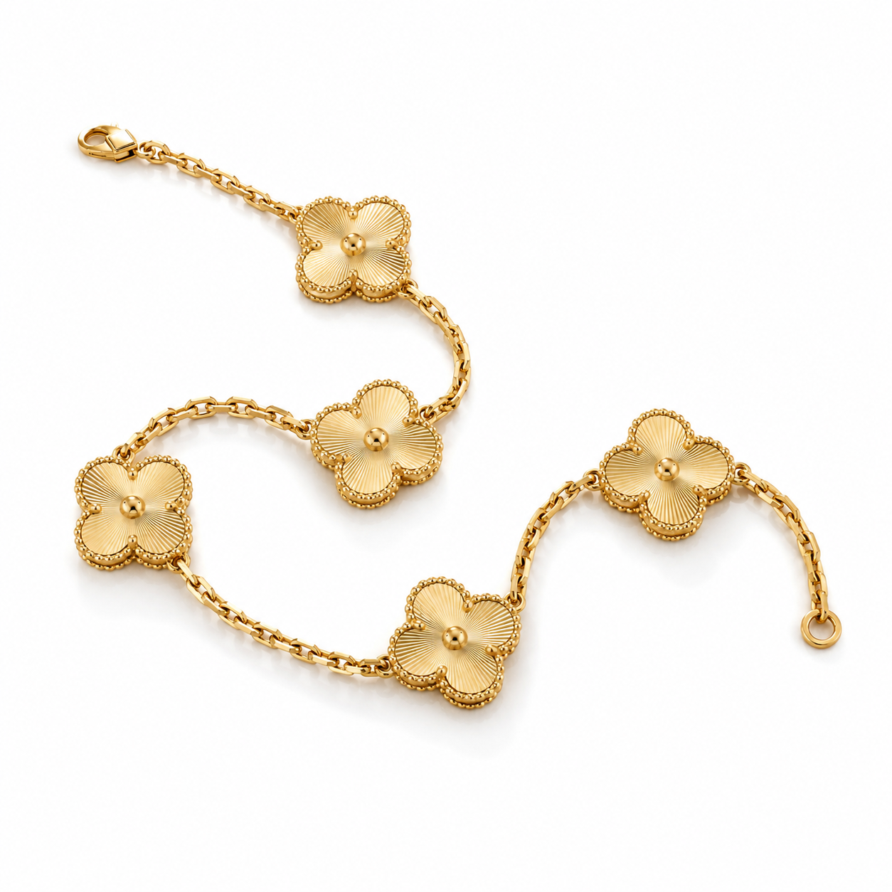 925 Silver,Clover Leaf Bracelet, 18K Gold Plated, 5 Motifs