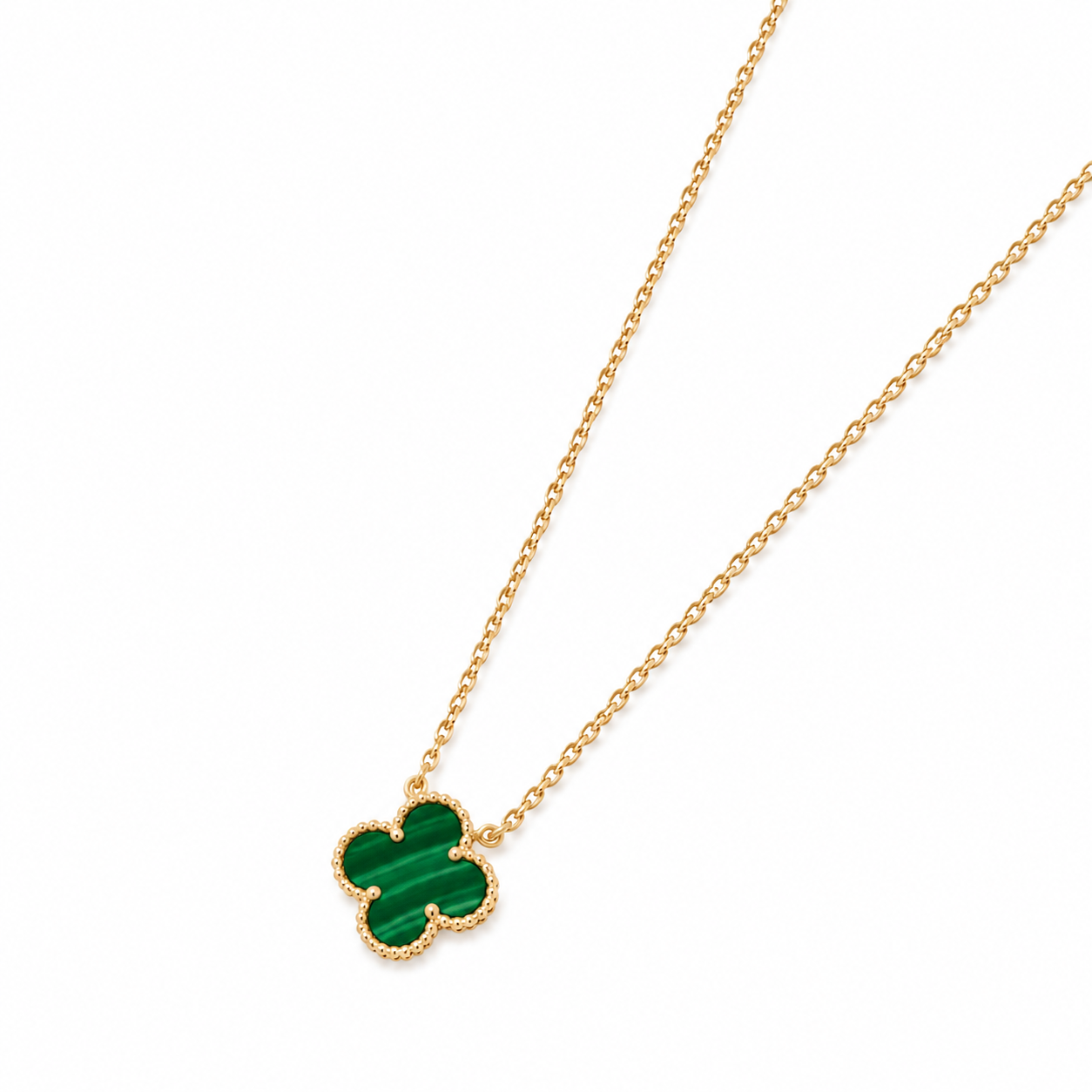925 Silver, Clover Leaf Necklace, 18K Gold Plated, 1 Motif