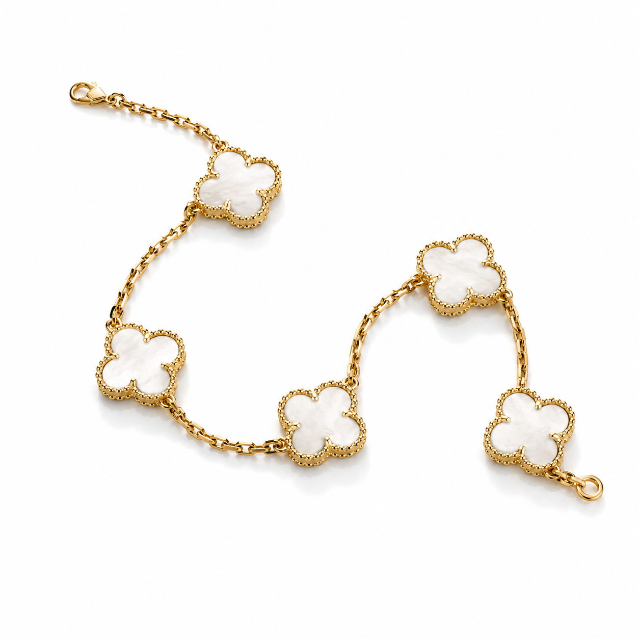 925 Silver,Clover Leaf Bracelet, 18K Gold Plated, 5 Motifs