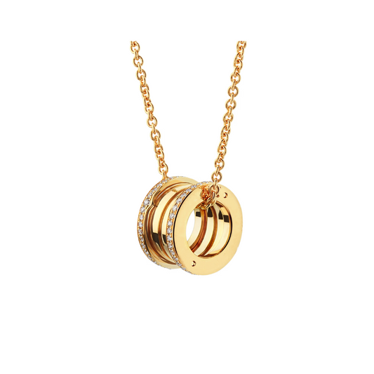 Chivo Boutique B.zero1 necklace,925 Silver,18k Gold Plated, Pendant edge set with zircons