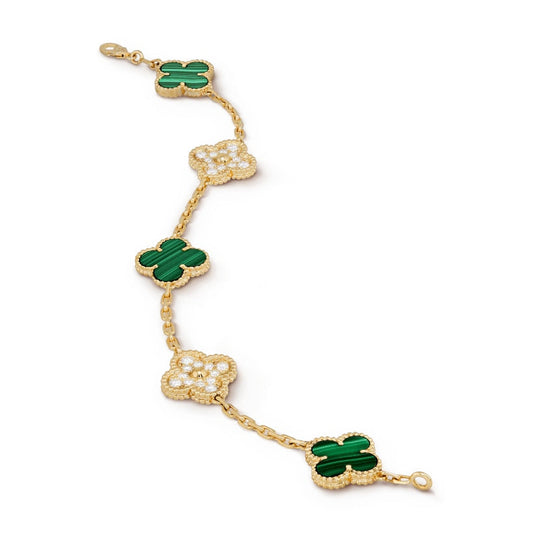 Clover Leaf Bracelet With Diamond,925 Silver, 18k Gold Plated