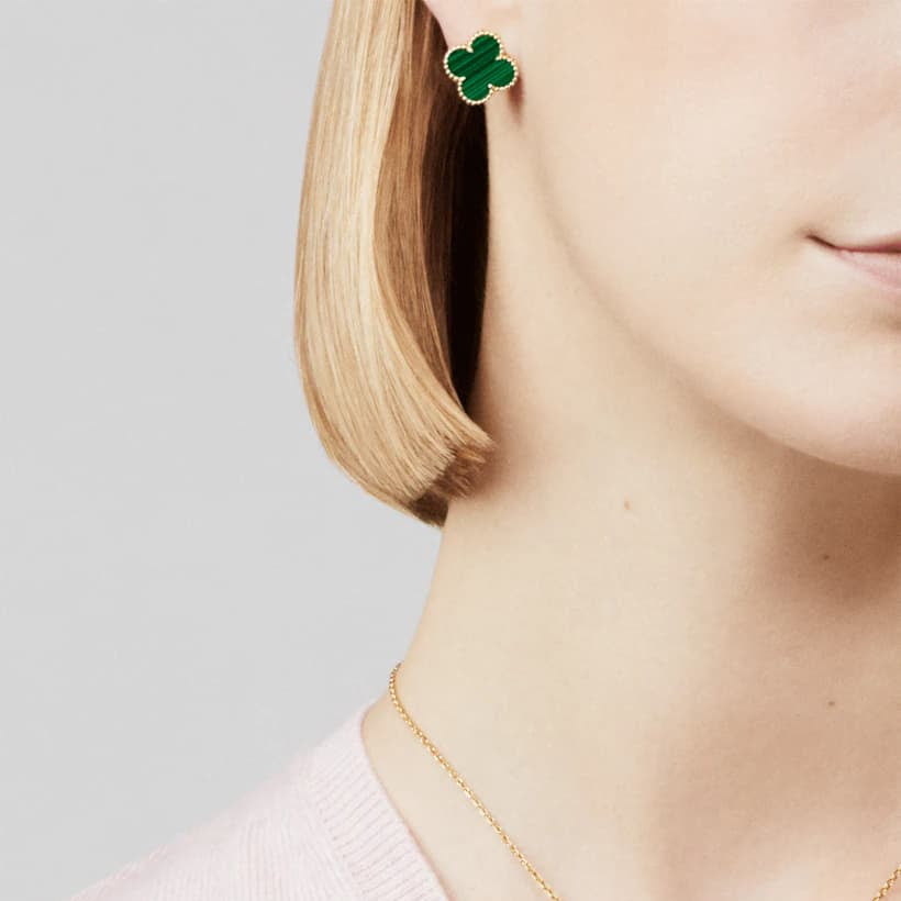 Clover Leaf Earrings, 925 Silver, 18K Gold Plated