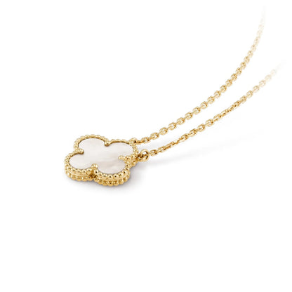 Clover Motif Pendant Necklace, Sterling Silver, 18K Gold Plated, 1 Large Motif - Symbol of Luck & Elegance