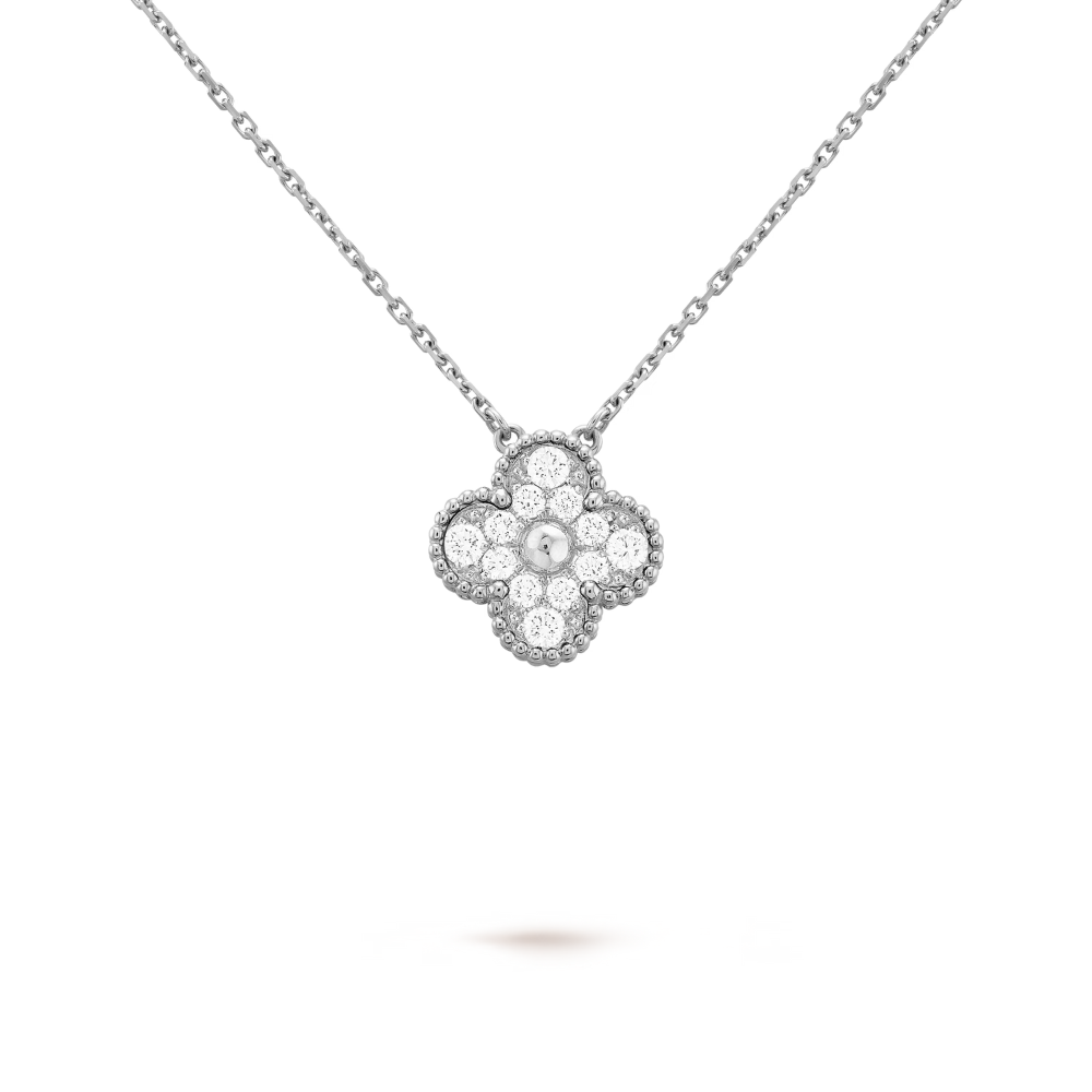 Clover Motif Pendant Necklace, Sterling Silver, 18K Gold Plated, 1 Large Motif - Symbol of Luck & Elegance