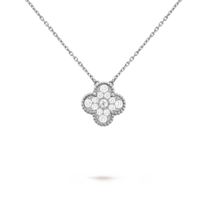 Clover Motif Pendant Necklace, Sterling Silver, 18K Gold Plated, 1 Large Motif - Symbol of Luck & Elegance