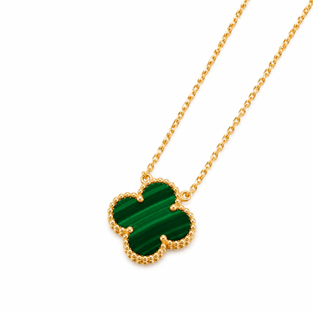 925 Silver, Clover Leaf Necklace, 18K Gold Plated, 1 Motif