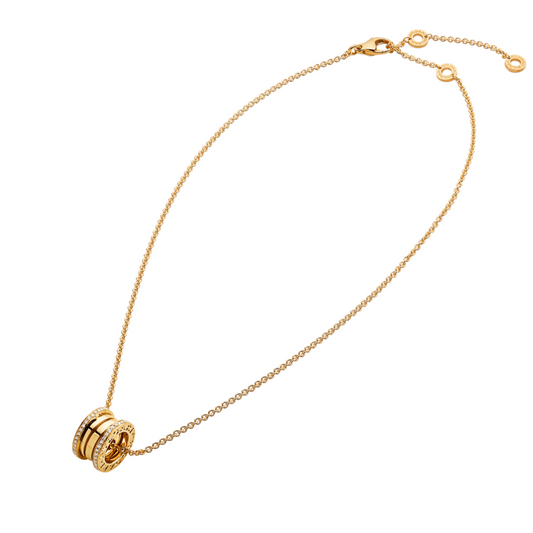 Chivo Boutique B.zero1 necklace,925 Silver,18k Gold Plated, Pendant edge set with zircons