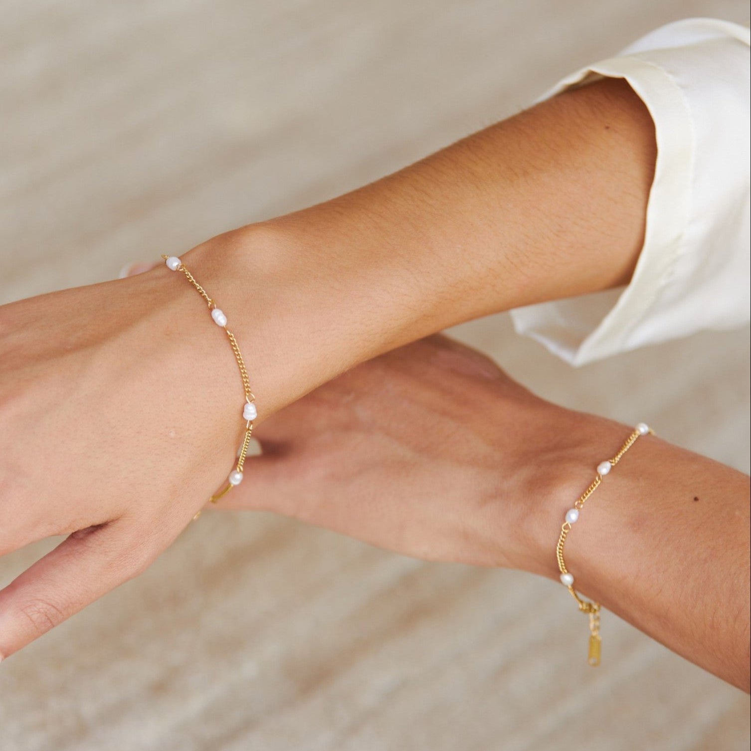 18K Gold PVD & Silver-Tone Stainless Steel Freshwater Pearl Bracelet