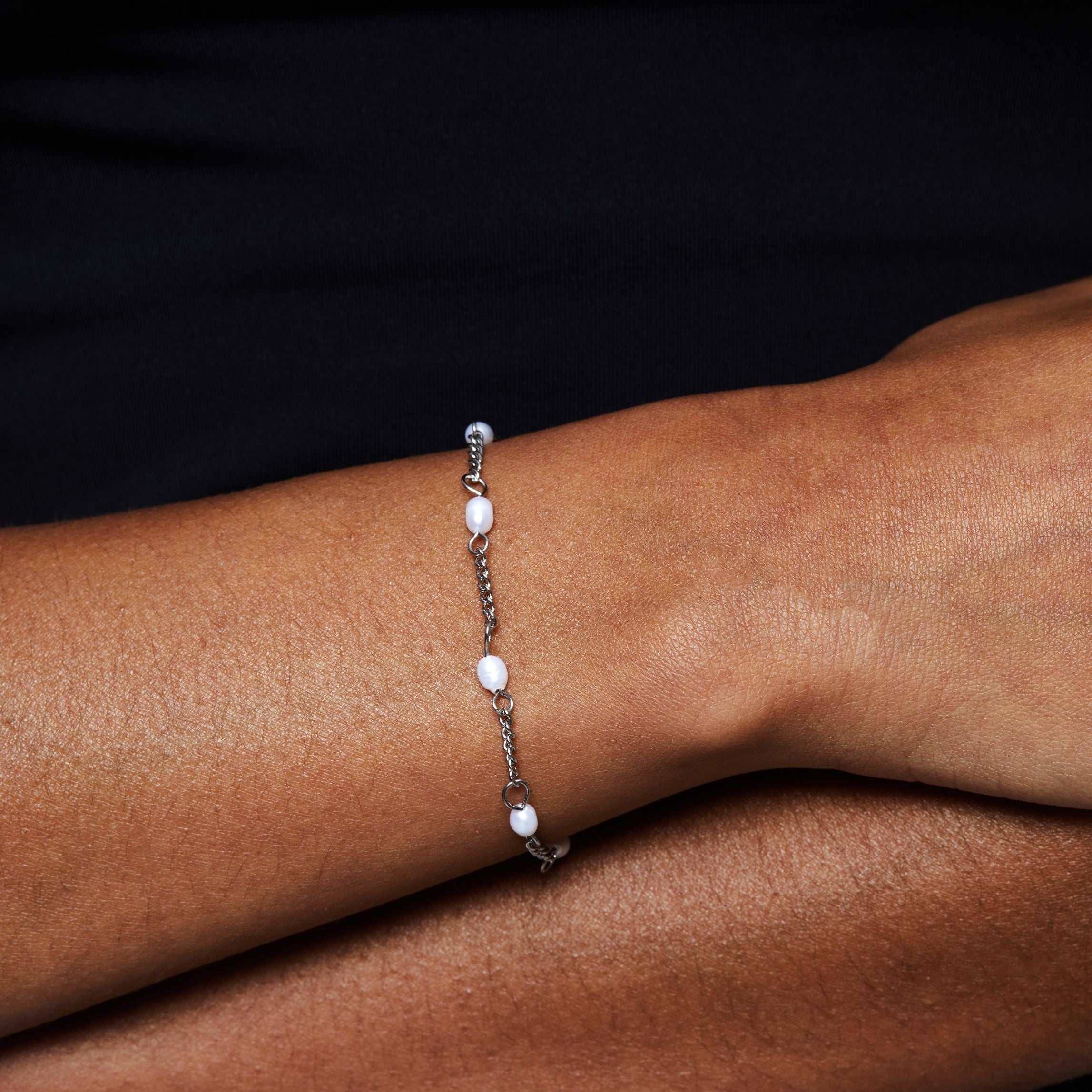 18K Gold PVD & Silver-Tone Stainless Steel Freshwater Pearl Bracelet
