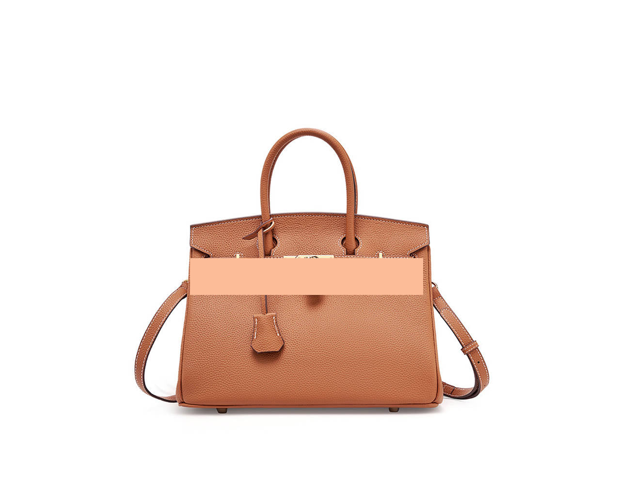 Elegant Togo Leather Top Handle Bag with Crossbody Shoulder Strap
