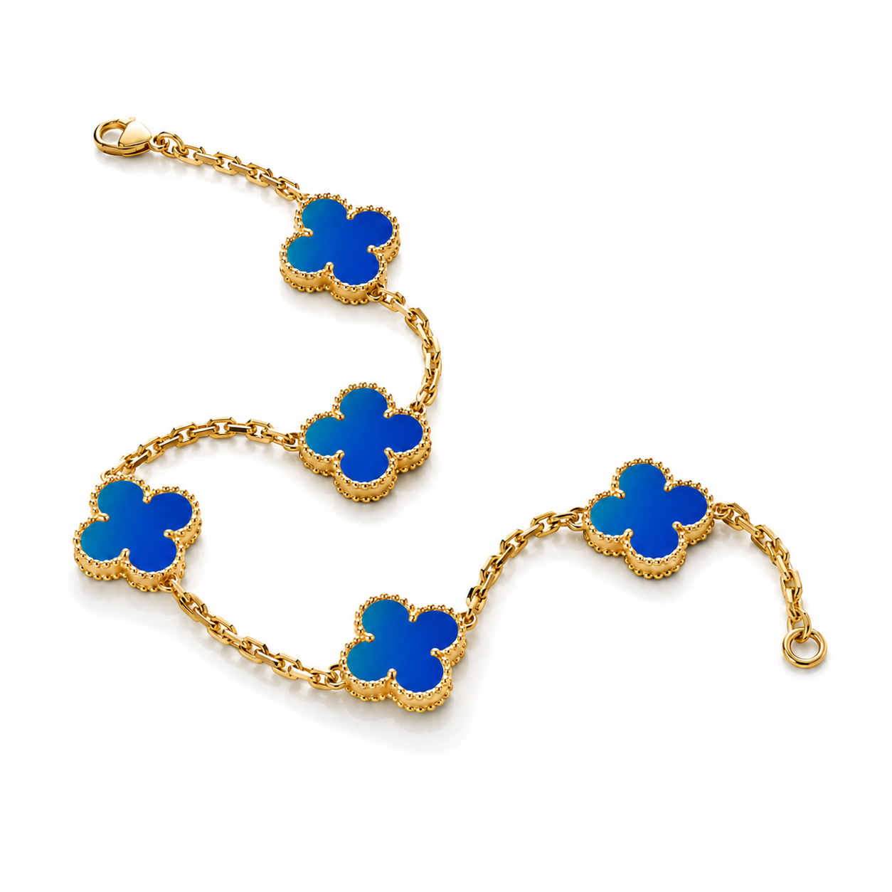 925 Silver, Lucky Clover Leaf Bracelet, 18K Gold Plated