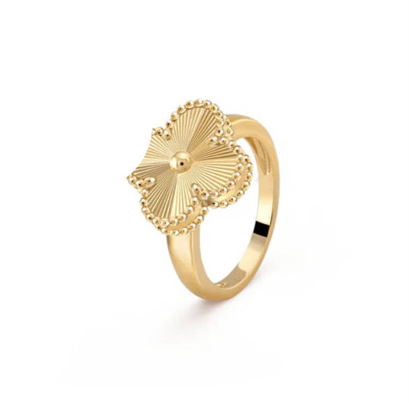 Gold plated clover leaf ring with 18K gold plating