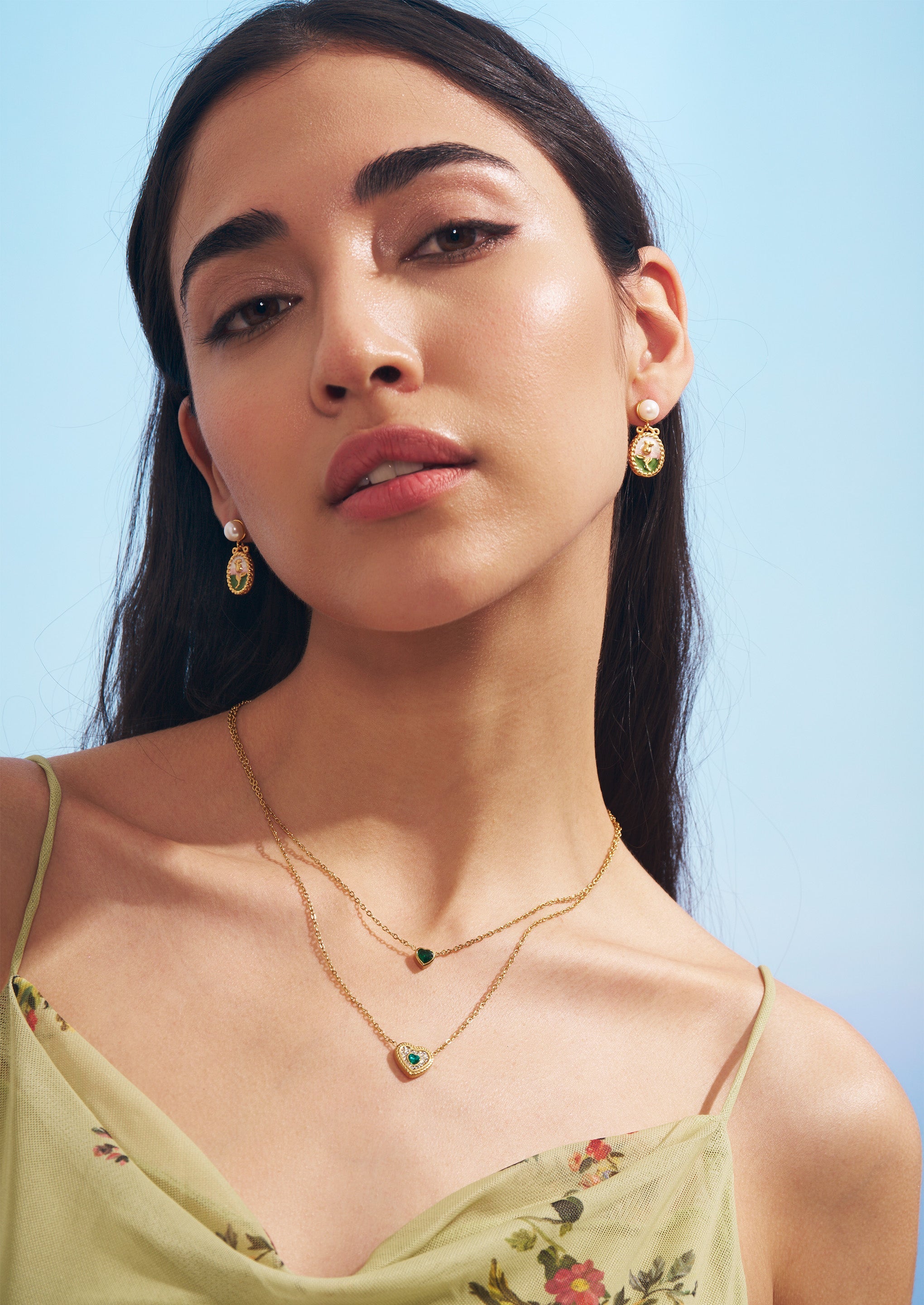 Double Heart Chain Necklace