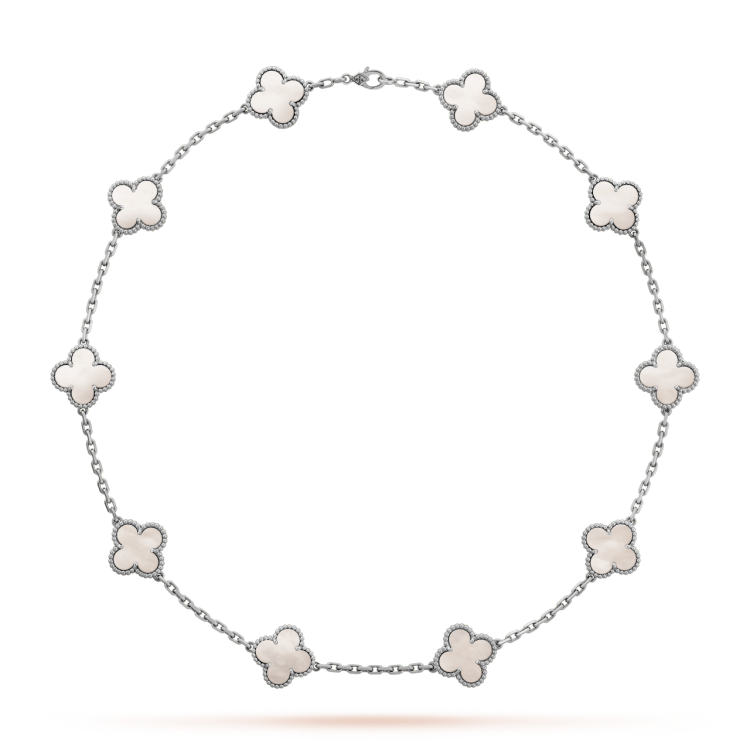 Clover Motif Necklace, Sterling Silver, 18K Gold Plated, 10 Motifs – Symbol of Luck & Elegance