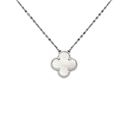 Clover Motif Pendant Necklace, Sterling Silver, 18K Gold Plated, 1 Large Motif - Symbol of Luck & Elegance