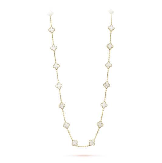 Chivo Boutique Clover Leaf Long Necklace,925 Silver, 18k Gold Plated,20 Motifs