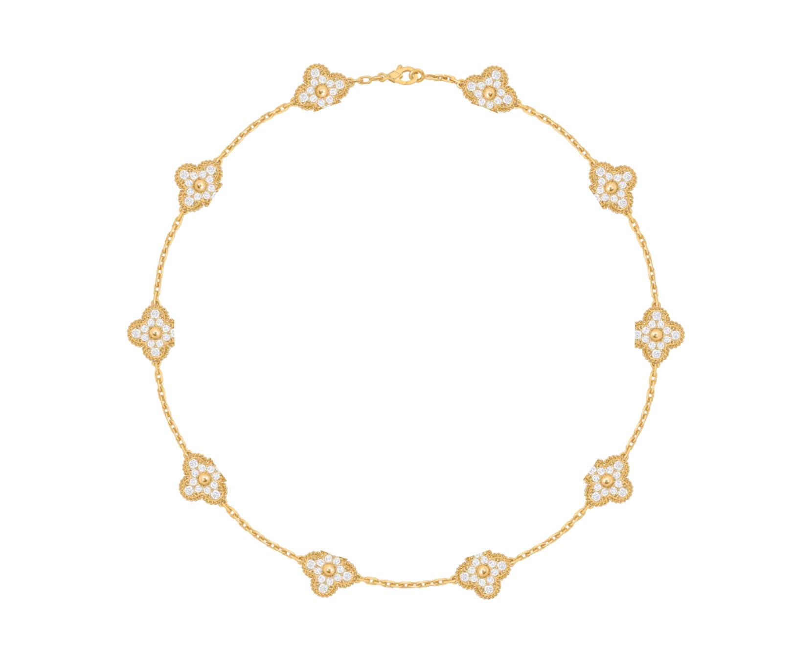 Clover Motif Necklace, 18K Gold Plated, 10 Motifs – Symbol of Luck & Elegance