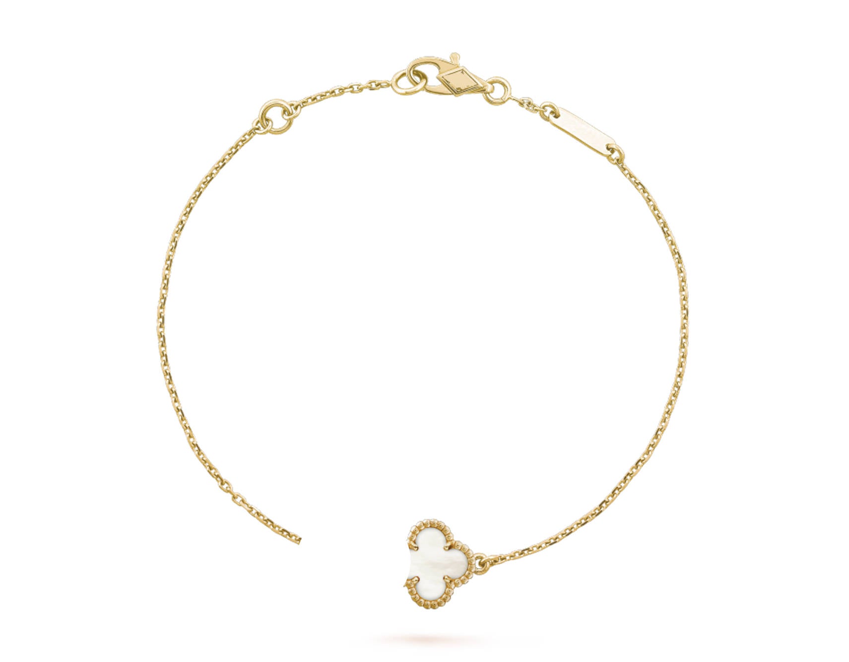 Sweet Clover Leaf Bracelet, 18K Gold Plated, 1 Small Motif - Symbol of Luck & Elegance