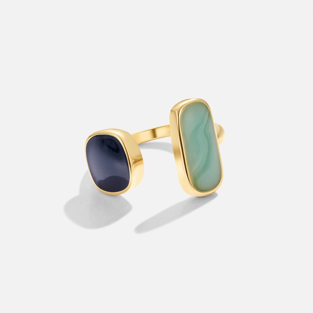 18K Gold-Plated Stainless Steel Aquamarine Wrap Ring