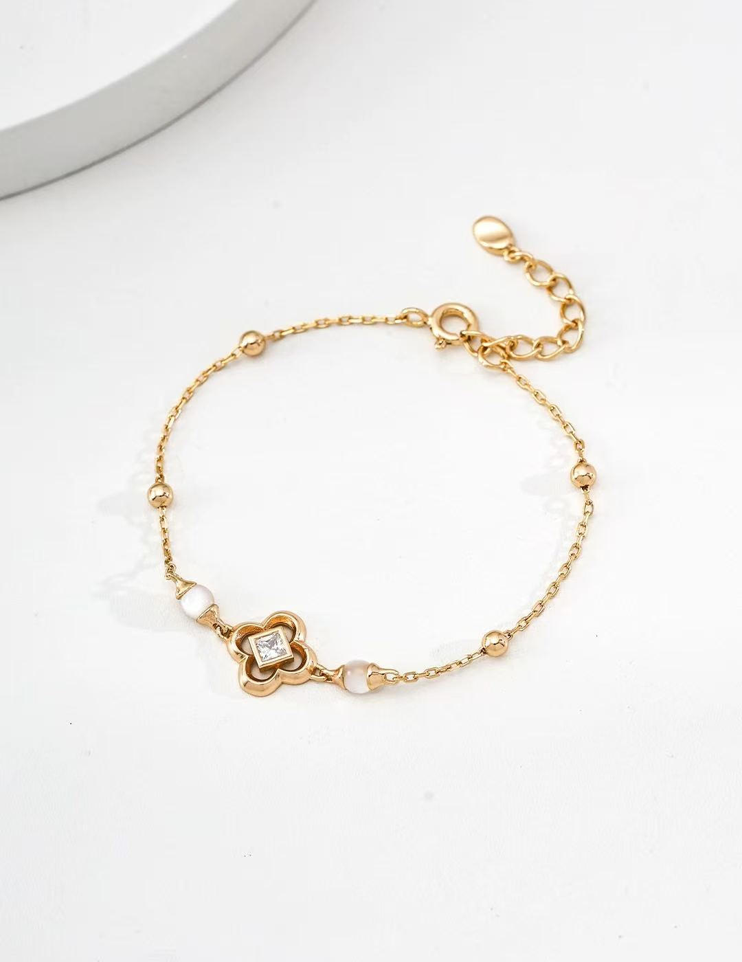 S925 Sterling Silver Vintage Zircon Jewelry Set - Adjustable Necklace & Bracelet