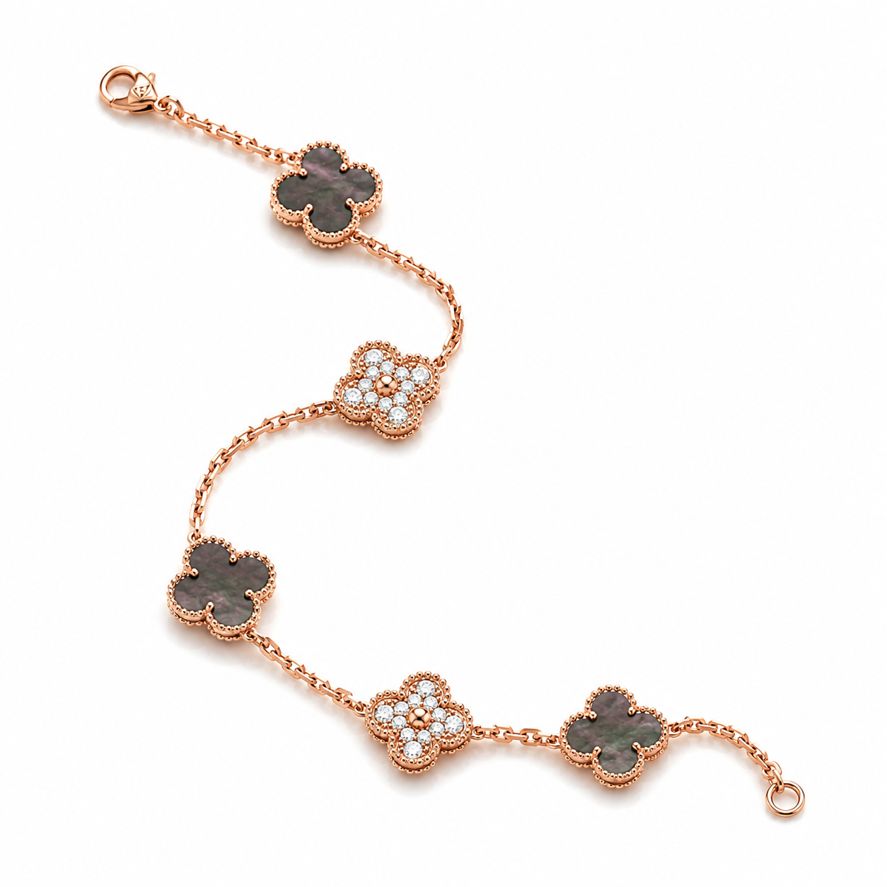 925 Silver,Clover Leaf Bracelet, 18K Gold Plated, 5 Motifs