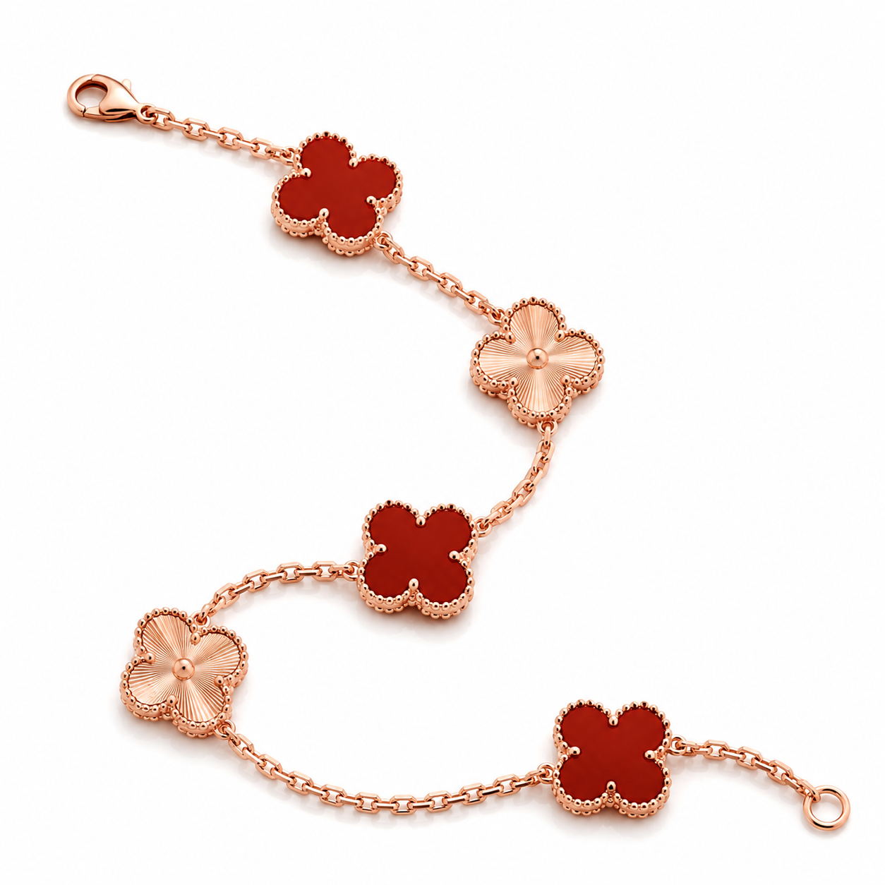 925 Silver,Clover Leaf Bracelet, 18K Gold Plated, 5 Motifs